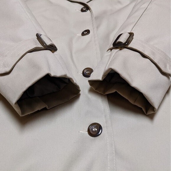 Vintage Eddie Bauer Womens Trench Coat Faux Fur Collar Made USA Black Tag - Picture 3 of 13